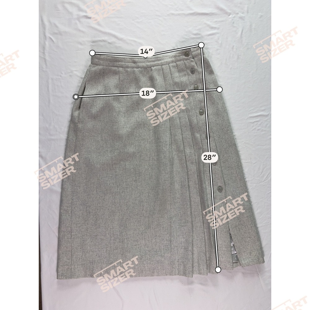 Vintage Wool Blend Pleated Midi Skirt Women Size S/M Gray‎ Dark Academia Preppy - Picture 3 of 6